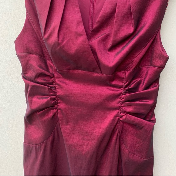Adrianna Papell Ladies Size 6 Pink Taffeta Pencil Dress Party Cocktail Beaded - Picture 5 of 11